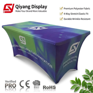 Manteles Rectangulares Negros de Poliéster con Logotipo Impreso al Mejor Precio, Manteles Elásticos de Spandex para Fiestas, Banquetes y Bodas, Cubiertas para Mesa de 6 pies - Product Image 1