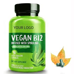 Complément alimentaire végétalien B12 (infusé à la spiruline) en vente chaude OEM - 1000 MCG de méthylcobalamine, 90 capsules faciles à avaler - Product Image 5