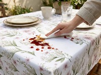 Nappe en vinyle rose à fleurs sauvages, housse de table en PVC et polyester avec imprimé floral