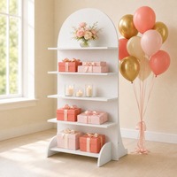 Étagère d'exposition en forme d'arche pour cadeaux de mariage, en bois blanc, 4 niveaux, support de rangement, présentoir à cupcakes et desserts, pour fêtes, anniversaires et événements