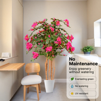 Arbre de Rhododendron Artificiel Réaliste en Polyester Résistant aux UV de 150 cm, Écologique, Sans Décoloration, Fleur Faite à la Main, Plante de Luxe 5-10