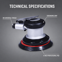 Lijadora Orbital Neumática de Disco Húmedo de 5 Pulgadas, 12000 RPM, Máquina de Pulir con Papel de Lija para Automóviles