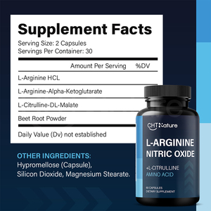 CHTNature Nitric Oxide Supplements Amino Acid Citrulline and Arginine L Arginine <strong>Capsules</strong> - Product Image 3