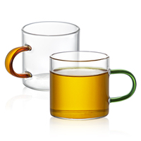 Léger Anti-brûlure Poignée Idéal Soufflé À La Main Et Sans Soudure Résistant À La Chaleur Simple Verre Café Thé Tasses Tasses À Thé Tasse En Verre Tasse