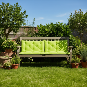 ชุดเบาะรองนั่งกลางแจ้งสีเขียวสดใส 2 ชิ้น ทรงสี่เหลี่ยมผืนผ้า ทนน้ำ ถอดซักได้ ใช้ได้ทุกฤดู ทำจากเส้นใยโพลีเอสเตอร์ - Product Image 2