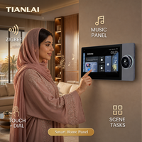 Panel Dinding Tuya Zigbee Gateway 8 Inci, Kontrol Peredupan Lampu 3D, Pengontrol Tirai AC, Musik, TF, USB, AUX untuk Rumah Pintar