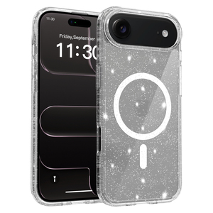 Étui magnétique transparent scintillant pour Phone 17 Air, protection robuste contre les chutes, coque transparente avec paillettes et alignement magnétique puissant - Product Image 1