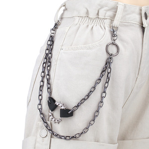 Cadena de cintura Yueli de aleación de zinc con eslabones tipo caja y púas color bronce, doble anillo, para uso diario, estilo hip hop - Product Image 3