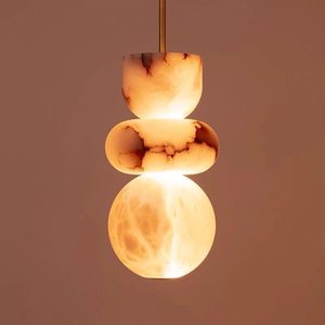 Minimalist Marble Pendant <b>Light</b> Round White Led Single Head Chandelier For Living Room Bedroom Home <b>Lighting</b> - Product Image 3