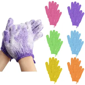 Custom Shower Gloves Exfoliating Bath Gloves Body Scrub Gloves With Hanging Loop For Beauty Spa Massage
