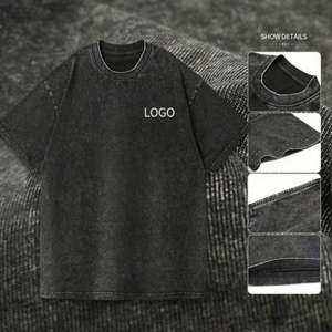 Camiseta Vintage con Logotipo Personalizado, Lavada al Ácido, para Hombre, de Algodón Grueso, Estilo Desgastado, Talla Grande, 100% Algodón - Product Image 3