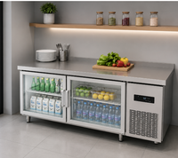 Réfrigérateur commercial en acier inoxydable à double porte, refroidisseur d'air, table réfrigérée de comptoir pour restaurant