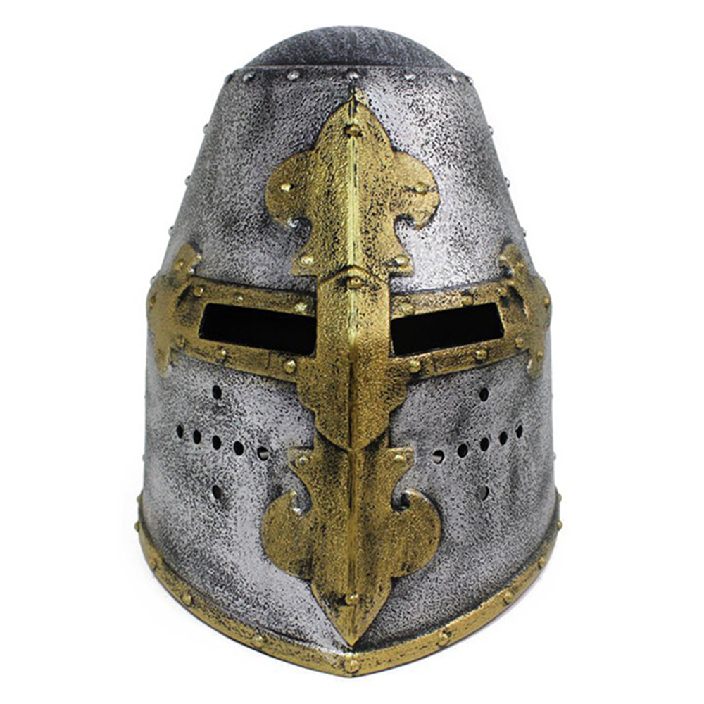 Medieval Knight Costume Helmet - Crusader Armor With Flip-Up Mask For Cosplay