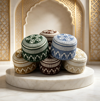 Chapeau ethnique islamique en polyester au crochet pour hommes adultes Boran, style Moyen-Orient, pour la prière quotidienne, broderie personnalisée à la machine, vente en gros