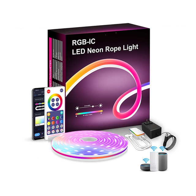 12V Neon Rope Light Kit Ideas APP-IR Remote Control Smart RGB Custom Neon Decorative Lights