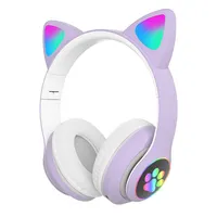 STN25 P47 M47 P47m Headset Game Telinga Kucing Lucu Led Menyala Dalam Gelap Headphone Over-Ear untuk Tablet Pc Ponsel dengan Mikrofon