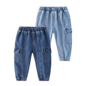 Nouveau printemps garçons Style coréen à la mode mi-taille Denim <span class=keywords><strong>pantalon</strong></span> décontracté coton doux Style droit couleur unie pour les enfants - Product Image 6