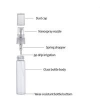 Vente directe usine – Flacons d'échantillons de parfum 2ml, 3ml, 5ml, 10ml – Bouteilles en verre transparentes avec buses noires et buses en plastique pour essai
