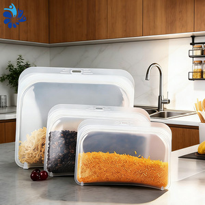 Bolsas de silicona de grado alimenticio, alta transparencia, tamaño grande, mediano y pequeño, aptas para microondas, para frutas, verduras, granos secos - Product Image 2