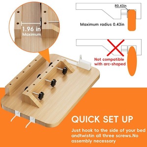 ชั้นวางข้างเตียงไม้ไผ่ 40x26x6 ซม. ถาดเก็บของแบบตะขอสำหรับโทรศัพท์และกาแฟ เฟอร์นิเจอร์ห้องนอน - Product Image 2