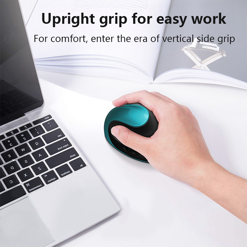 Blue 3rd Gen Vertical Wireless Mouse with USB-C Charging - Ergonomic 2.4G Silent Click Design for Office and Laptop Use