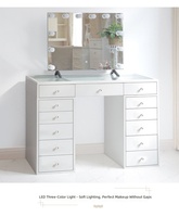 Table de toilette de luxe en MDF de style italien ; Table de maquillage moderne et minimaliste avec miroir éclairé multifonctionnel ; Utilisation en chambre à coucher