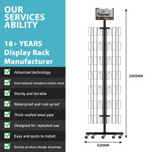 Présentoir rotatif métallique personnalisé à 4 faces pour brochures, 84 poches, support de sol pour brochures et bandes dessinées pour la vente au détail et les expositions - Product Image 4