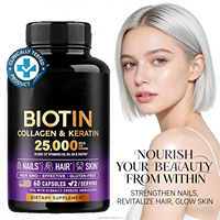 Complément capillaire à la biotine, capsules de collagène hydrolysé, capsules de collagène marin, peptides de collagène pour les cheveux, la peau et les ongles