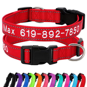 Custom Embroidered Dog <b>Collars</b> Personalized Reflective Nylon <b>Pet</b> Outdoor Safety <b>Collars</b> All Seasons Monochrome Letter Pattern - Product Image 4