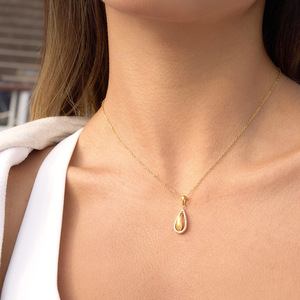 สร้อยคอจี้รูปหยดน้ำ ชุบทอง 18K ประดับเพชรพลอยแบบฝัง เหมาะสำหรับใส่ทุกวัน ของขวัญ เครื่องประดับ - Product Image 4