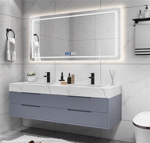 Hot Project Solid Wooden Luxury Design Stone Countertop Unique Waterproof <strong>Under</strong> <strong>Sink</strong> <strong>Bathroom</strong> Vanity <strong>Cabinet</strong> - Product Image 4