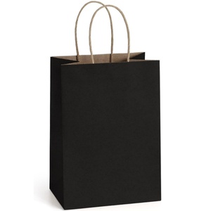 Sacs en papier kraft recyclés avec poignées découpées, blancs, bruns, noirs, pour courses et plats à emporter, avec logo, vente en gros - Product Image 2