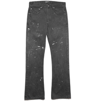 SOOREE Pantalon de travail pour homme gris rétro usé, détails de réparation avec patchs cousus main, ourlet effiloché brut, coupe courte, jambe large, décontracté, personnalisé