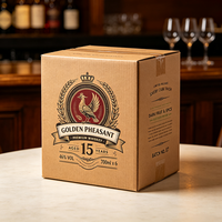 Emballage de whisky en carton ondulé biodégradable de qualité supérieure, imprimé offset, motif faisan doré, boîte de 15 ans, production 72H