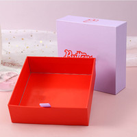 Boîte à bijoux coulissante A1 avec tiroir, étui lavande, plateau rouge, ruban de traction, impression de logo personnalisé, ensemble de présentation cadeau en carton mat