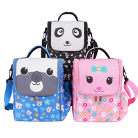 Sac à déjeuner en polyester pour enfants, motif animaux mignons, avec fermeture éclair, idéal pour la maternelle, garçons et filles, usage quotidien