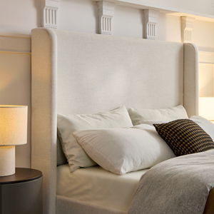 OE HOME Cama Queen Moderna Ajustable con Cabecero Tapizado de Plataforma de 54 Pulgadas de Alto, Cabecero de Madera de Roble y Tela para Dormitorio - Product Image 4