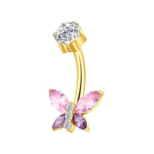 Piercing Histoires ASTM F136 Titane Papillon En Forme De CZ Nombril Anneau Piercing Bijoux - Product Image 3
