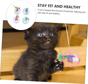Colorful <b>Cat</b> Toys Wire <b>Cages</b> with Feathers Sustainable PP Material for <b>Cats</b>' Self-Entertainment and Hi Toys - Product Image 5