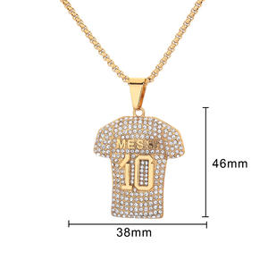 Hip Hop Iced Out Zircon Jersey sepak bola Nomor <span class=keywords><strong>10</strong></span> perhiasan Fashion liontin 316 kalung Stainless Steel untuk pria wanita grosir - Product Image 3