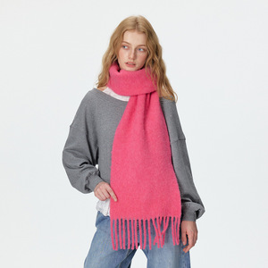 Unisex <b>Wool</b> Blend <b>Scarf</b> Autumn Winter Solid Color Long Tassel Warm Fashion <b>Scarf</b> for Men and Women - Product Image 1