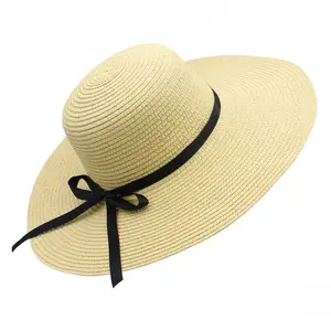 หมวกกันแดด23ปีหมวกฟางปีกกว้างและพับได้หมวกชายหาดแฟชั่นที่ขอบริมทะเลสามารถปรับแต่งได้