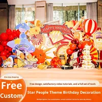 Set de Globos con Diseño de Estrella de Dibujos Animados, Fondo Impreso Digital Personalizado y Decoración para Fotos para Fiestas de Cumpleaños Infantiles