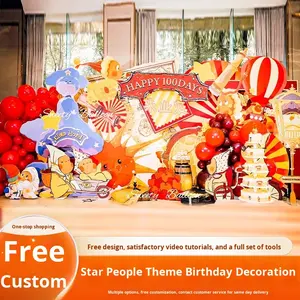 Décoration de fête d'anniversaire sur le thème des dessins animés, fond personnalisé en carton KT, accessoires <span class=keywords><strong>photo</strong></span> mignons, décoration murale, Chine - Product Image 4