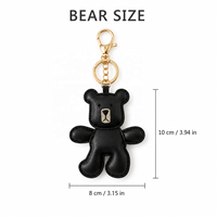 Porte-clés ours brodé fait main en cuir PU, pendentif animal mignon, breloque de sac, accessoire de sac à main, cadeau de vacances
