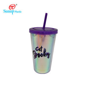Tazza colorata Bubble Tea plastica doppia parete plastica Halloween con tazze e piattini <span class=keywords><strong>per</strong></span> <span class=keywords><strong>feste</strong></span> in paglia supporto Super mercati, <span class=keywords><strong>negozi</strong></span> di regali - Product Image 2