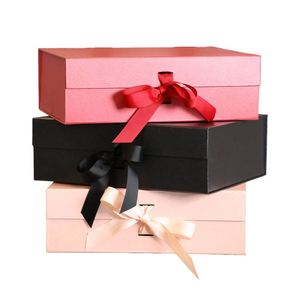 Custom Flat Folding Gift Box Empty Large Decorative Gift Box With Magnetic Lid For Wedding party Bridesmaid Proposal boxes