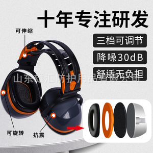 Over-Ear Noise-Blocking Earmuffs Black Headband Type 30 Snr For Work Safety Construction Sites Home Renovation - Product Image 4