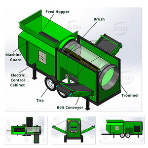 Separador Móvil de Arena y Grava para Compostaje MTS1230, Cribadora de Suelo con Tambor Rotatorio para Tierra con Piedras y Residuos Vegetales - Product Image 3