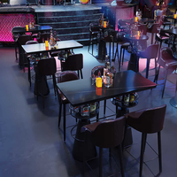 Ensemble de meubles de bar lumineux de luxe Discothèque Cocktail Whisky Bistro Comptoir Lounge Easy Clean Glow Led Table haute et chaises hautes